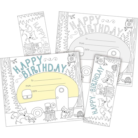 Barker Creek Color Me! Happy Birthday Awards & Bookmarks Set, 30/Set, PK30 427